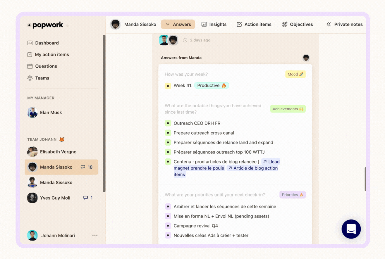 Relationship history on Popwork