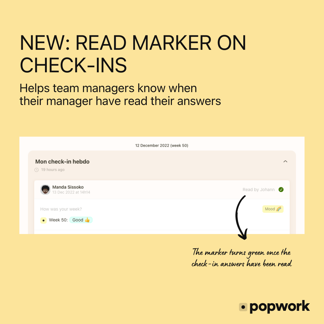 Popwork check-in reading confirmation 