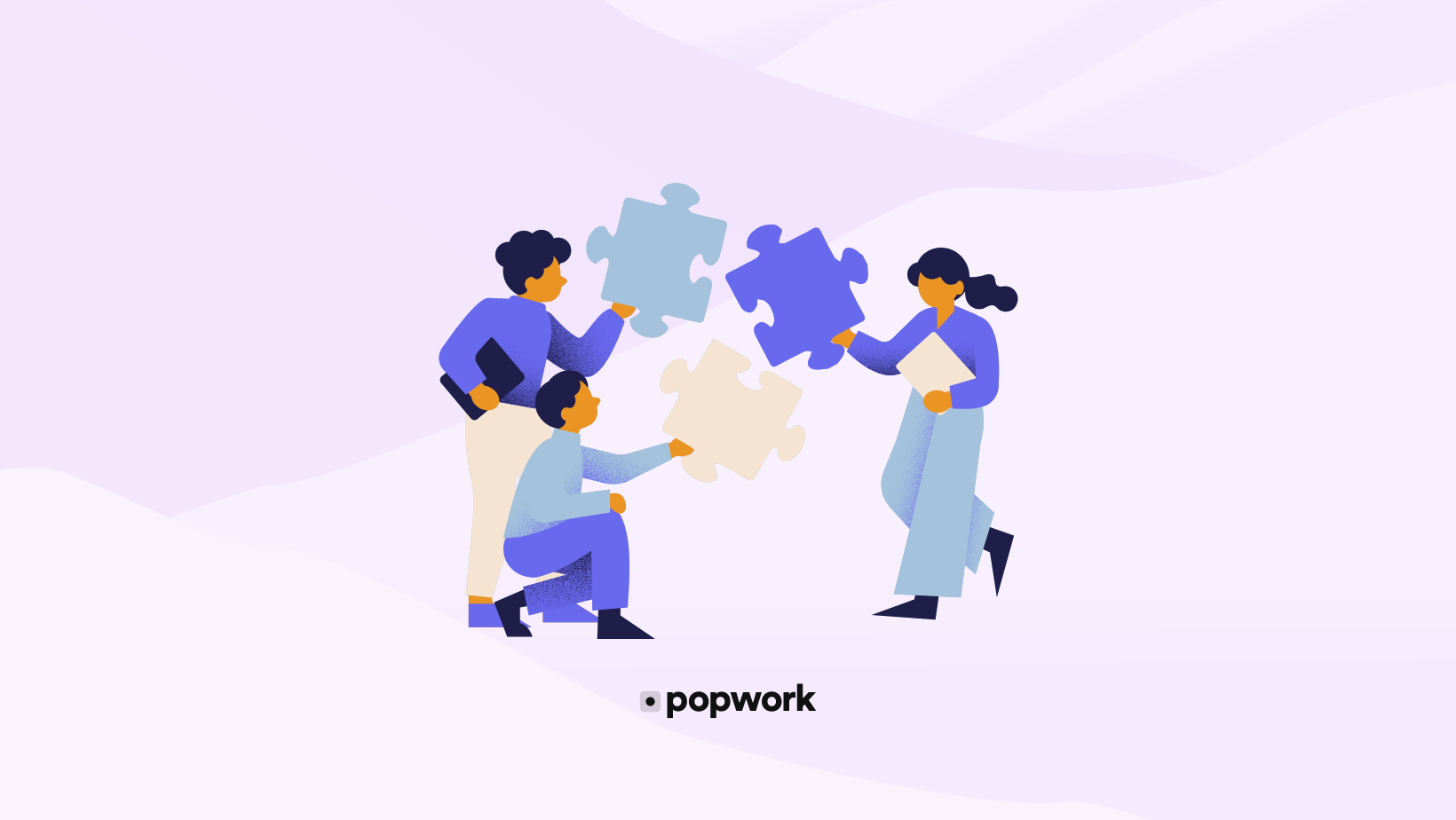 team members collaborating on a puzzle - Popwork
